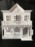 Miniature White Old West #3 Sheriff Jailhouse HO Train Scale with Interiors Assembled Built Ready