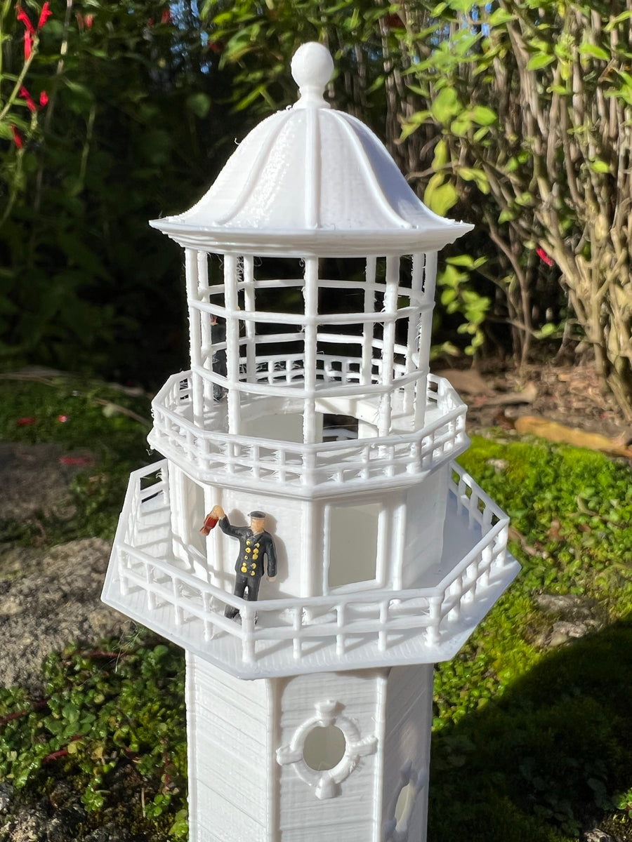 N Scale Miniature Victorian Lighthouse Tower 1:160 White – Gold Rush Bay