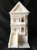 Miniature Painted Lady #4 Victorian House Train HO Scale Assembled White INCLUDING INTERIORS!