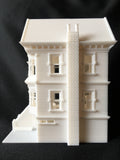 Miniature Painted Lady #4 Victorian House Train HO Scale Assembled White INCLUDING INTERIORS!