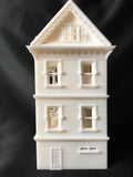 Miniature Painted Lady #4 Victorian House Train HO Scale Assembled White INCLUDING INTERIORS!