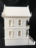 Miniature Painted Lady #3 Victorian White House Train HO Scale Assembled White INCLUDING INTERIORS
