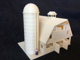Gold Rush Bay N-Scale Miniature Old West7 Wood Color Barn+Silo 1:160 Assembled INCLUDING INTERIORS