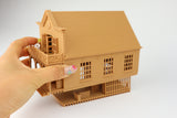 Miniature Wood Color Old West #3 Sheriff Jailhouse HO Train Scale with Interiors Assembled Built Ready