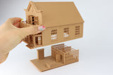 Miniature Wood Color Old West #3 Sheriff Jailhouse HO Train Scale with Interiors Assembled Built Ready