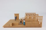 Miniature Wood Color Old West #3 Sheriff Jailhouse HO Train Scale with Interiors Assembled Built Ready