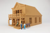 Miniature Wood Color Old West #3 Sheriff Jailhouse HO Train Scale with Interiors Assembled Built Ready