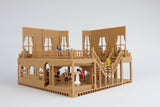 Miniature Old West #1 Saloon/Hotel Built Ready HO Scale Interiors Included Wood Color