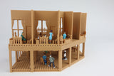 Miniature Old West #1 Saloon/Hotel Built Ready HO Scale Interiors Included Wood Color