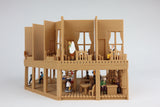Miniature Old West #1 Saloon/Hotel Built Ready HO Scale Interiors Included Wood Color