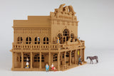 Miniature Old West #1 Saloon/Hotel Built Ready HO Scale Interiors Included Wood Color