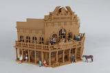Miniature Old West #1 Saloon/Hotel Built Ready HO Scale Interiors Included Wood Color