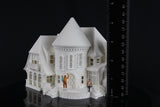 Gold Rush Bay Tudor Style "Castle House" White HO-Scale 1:87 INCLUDING INTERIORS