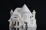 Small Tudor Style "Castle House" White N-Scale 1:160 by Gold Rush Bay INCLUDING INTERIORS