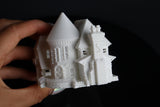Small Tudor Style "Castle House" White N-Scale 1:160 by Gold Rush Bay INCLUDING INTERIORS