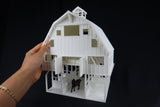 Large Miniature O-Scale1:48 White Old West Barn Built with Interiors
