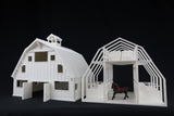 Large Miniature O-Scale1:48 White Old West Barn Built with Interiors