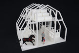 Large Miniature O-Scale1:48 White Old West Barn Built with Interiors