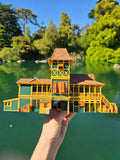 Miniature HO-Scale COLOR World Jungle Navigation Theme Park Attraction Cruise building 1/87