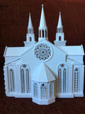 O-Scale Miniature White Church Assembled Gothic Cathedral