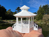 Small Miniature Opening White N-Scale Stars Hollow Gazebo Victorian Built Assembled