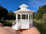 Small Miniature Opening White N-Scale Stars Hollow Gazebo Victorian Built Assembled