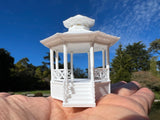 Small Miniature Opening White N-Scale Stars Hollow Gazebo Victorian Built Assembled