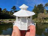 Small Miniature Opening White N-Scale Stars Hollow Gazebo Victorian Built Assembled