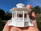Small Miniature Opening White N-Scale Stars Hollow Gazebo Victorian Built Assembled