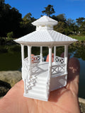 Miniature Opening White HO-Scale Stars Hollow Gazebo Victorian Built Assembled