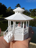Miniature Opening White HO-Scale Stars Hollow Gazebo Victorian Built Assembled