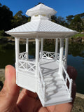 Miniature Opening White HO-Scale Stars Hollow Gazebo Victorian Built Assembled