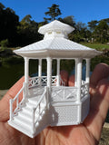 Miniature Opening White HO-Scale Stars Hollow Gazebo Victorian Built Assembled