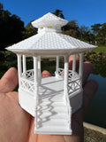 Miniature Opening White HO-Scale Stars Hollow Gazebo Victorian Built Assembled