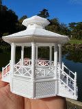 Miniature Opening White HO-Scale Stars Hollow Gazebo Victorian Built Assembled