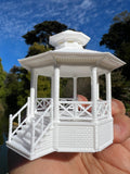 Miniature Opening White HO-Scale Stars Hollow Gazebo Victorian Built Assembled