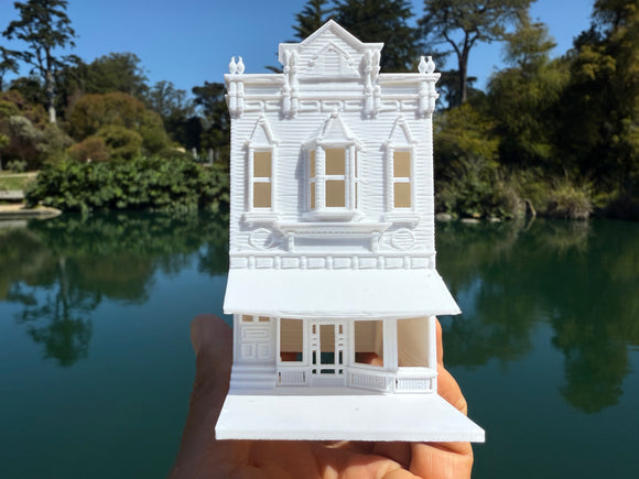 Miniature N-Scale Victorian World Main Street Confectionery 3 Shop Assembled White 1:160 by Gold Rush Bay