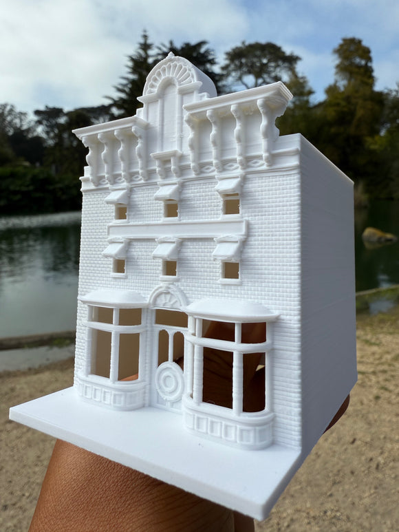 Miniature N-Scale Victorian World Main Street Gazette Building Assembled White 1:160 by Gold Rush Bay