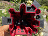 Miniature HO Scale Crimson Gothic Mansion - Pre-assembled Red Black Castle Detailed Model by Gold Rush Bay