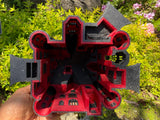 Miniature N Scale Crimson Gothic Mansion - Pre-assembled Red and Black Castle Detailed Model by Gold Rush Bay