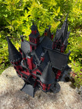 Miniature N Scale Crimson Gothic Mansion - Pre-assembled Red and Black Castle Detailed Model by Gold Rush Bay