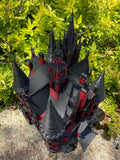 Miniature N Scale Crimson Gothic Mansion - Pre-assembled Red and Black Castle Detailed Model by Gold Rush Bay