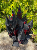Miniature N Scale Crimson Gothic Mansion - Pre-assembled Red and Black Castle Detailed Model by Gold Rush Bay