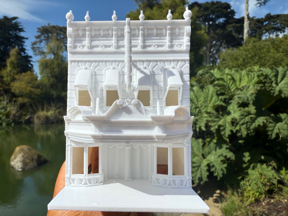 Miniature N-Scale Victorian World Main Street Cinema Building Assembled White 1:160 by Gold Rush Bay