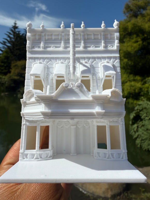 Miniature HO-Scale Victorian World Main Street Cinema Building Assembled White 1:87 by Gold Rush Bay