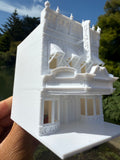 Miniature HO-Scale Victorian World Main Street Cinema Building Assembled White 1:87 by Gold Rush Bay