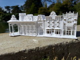 Miniature HO-Scale Victorian World Main Street Arcade Building Assembled White 1:87 by Gold Rush Bay