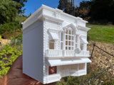 Small Miniature N-Scale Victorian Main Street Castle Bookstore Shop Assembled White 1:160 by Gold Rush Bay