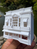 Small Miniature N-Scale Victorian Main Street Castle Bookstore Shop Assembled White 1:160 by Gold Rush Bay