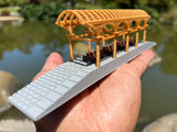 Assembled COLOR Gold Rush Bay HO-Scale Miniature Arched Train Station Platform 1/87 Built